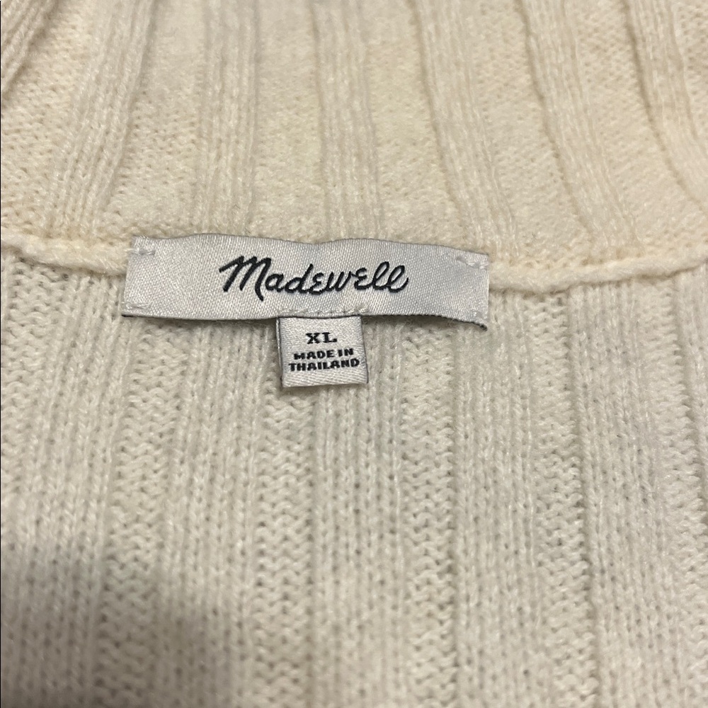 Madewell cream ribbed cardigan with fold over collar. Sz. XL good cond. - Picture 5 of 10